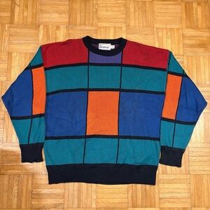 Vintage London Fog Color-Block Knit Sweater